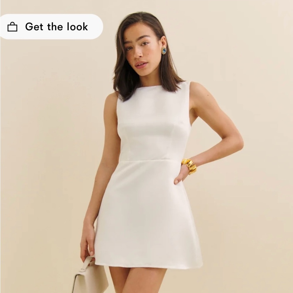 Reformation Zenni White Satin Mini Dress
